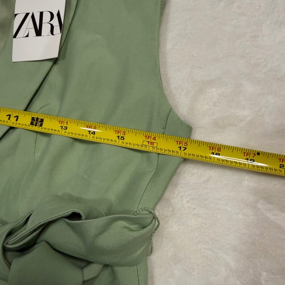NWT Zara Womens Sage Green Belted Sleeveless Blazer Vest Small - Picture 10 of 12